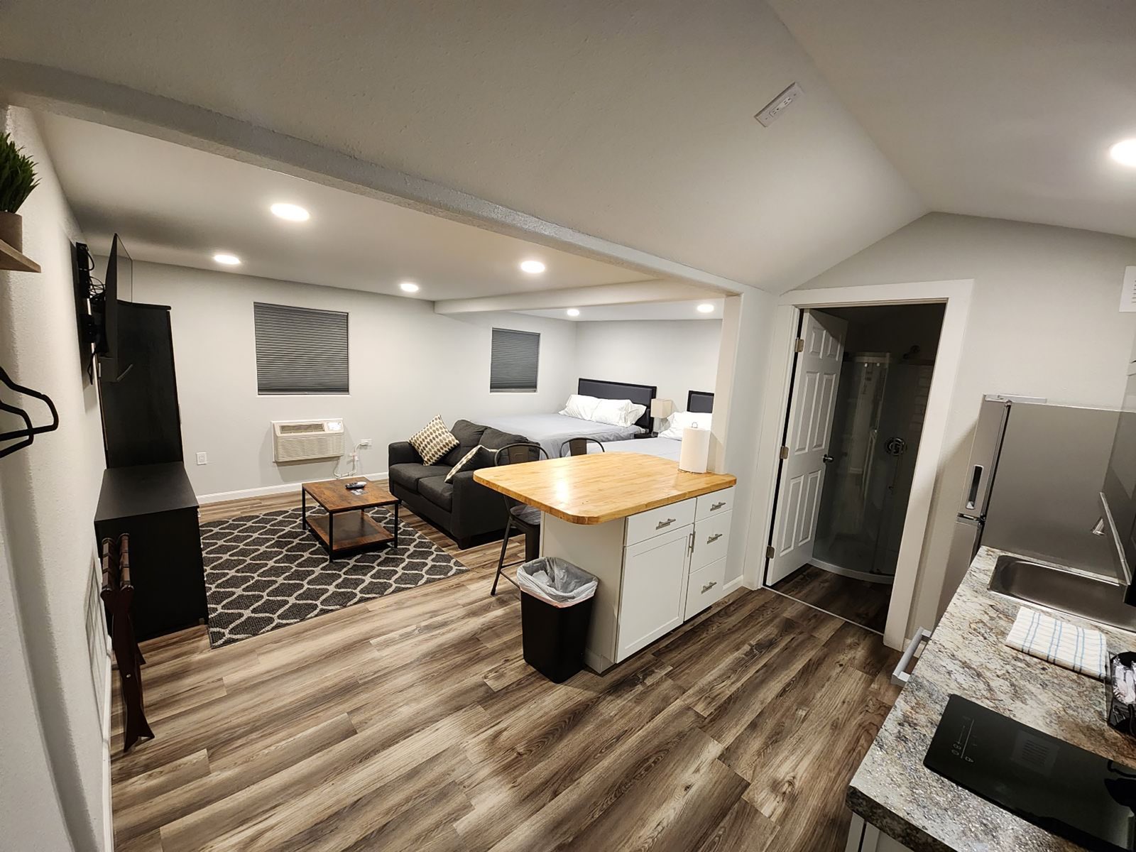 Two queen beds in the Deluxe Double Kitchenette